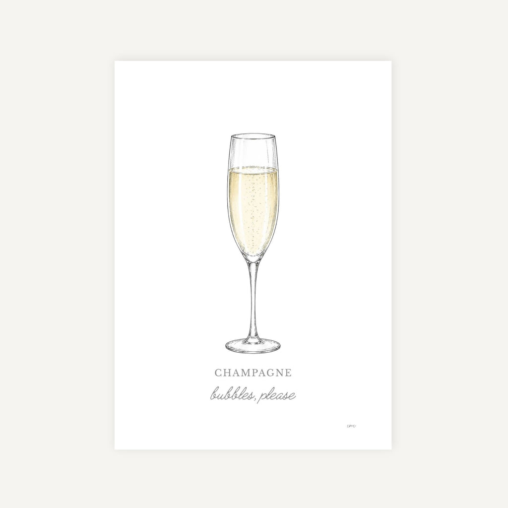 Champagne Greeting Card + Sticker – Bubbles, Please