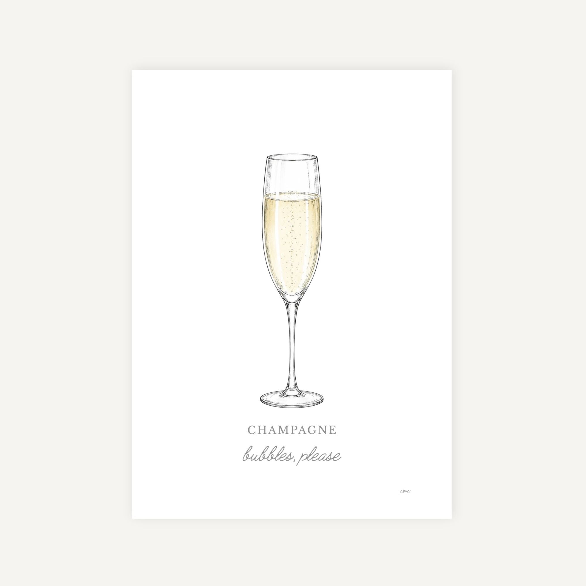 Champagne Greeting Card + Sticker – Bubbles, Please