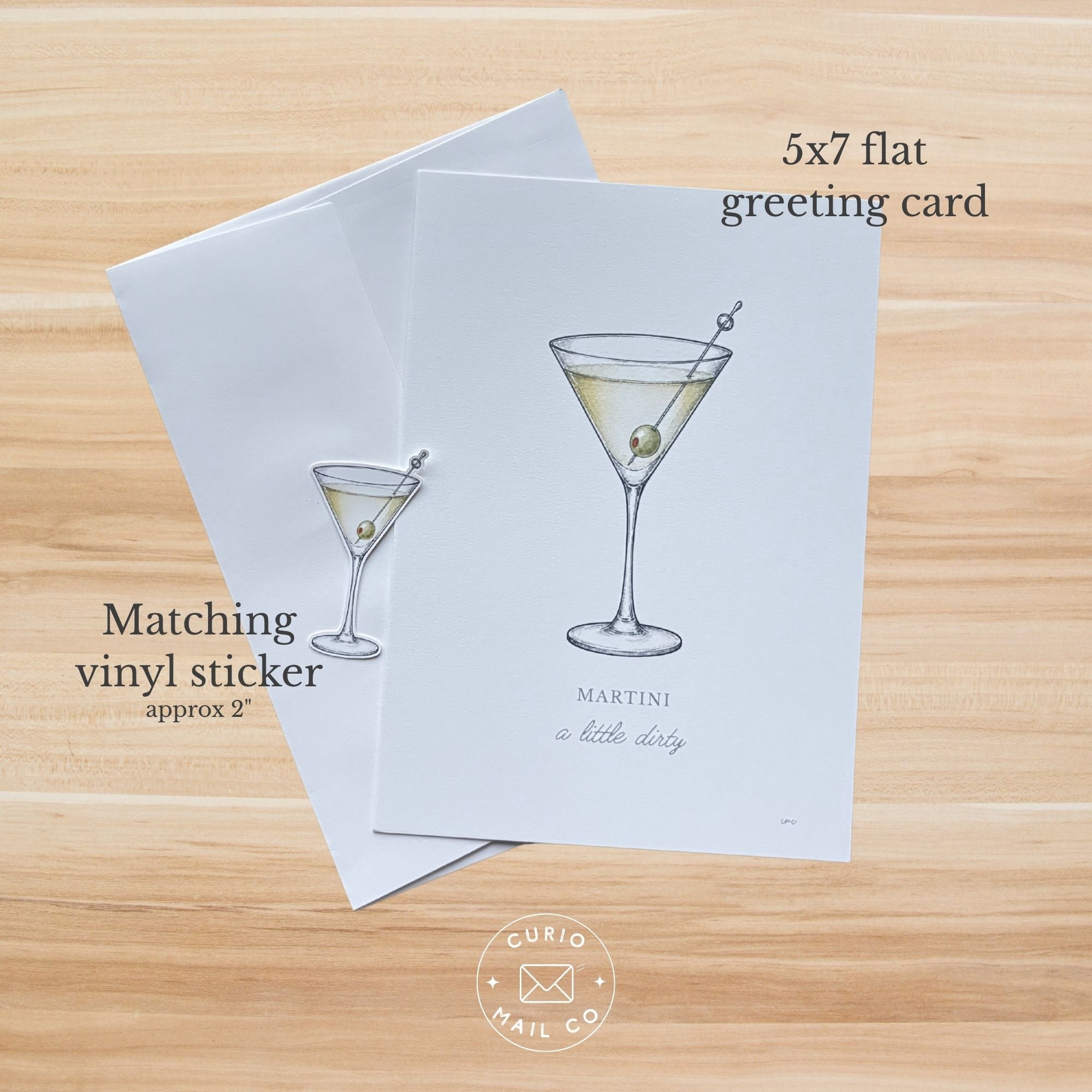 Martini Greeting Card + Sticker – A Little Dirty
