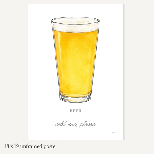 Beer Poster 13x19 Unframed Bar Wall Art – Cold One, Please