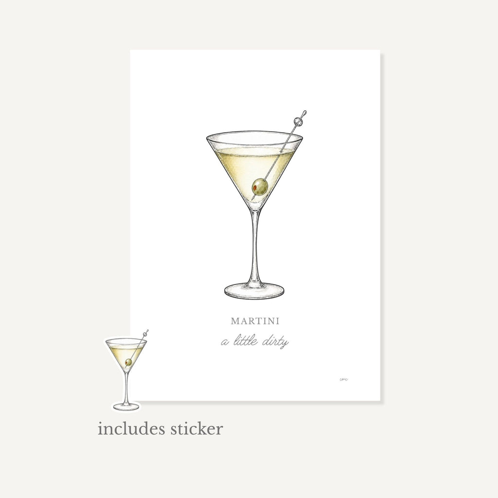 Martini Greeting Card + Sticker – A Little Dirty