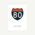 Interstate 80 sign on a white background
