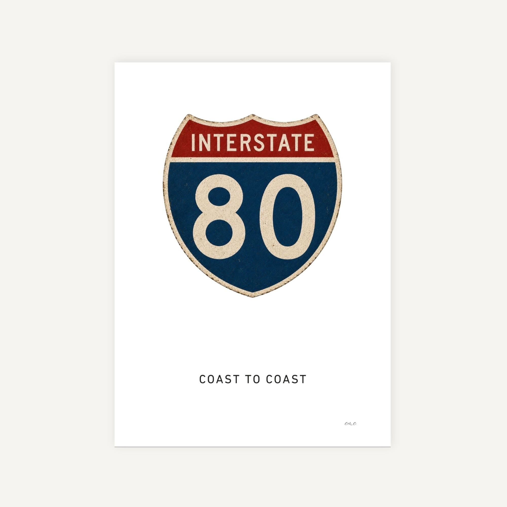 Interstate 80 sign on a white background