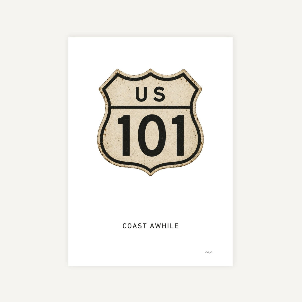 Vintage-style US Route 101 sign on a white background