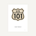 Vintage-style US Route 101 sign on a white background