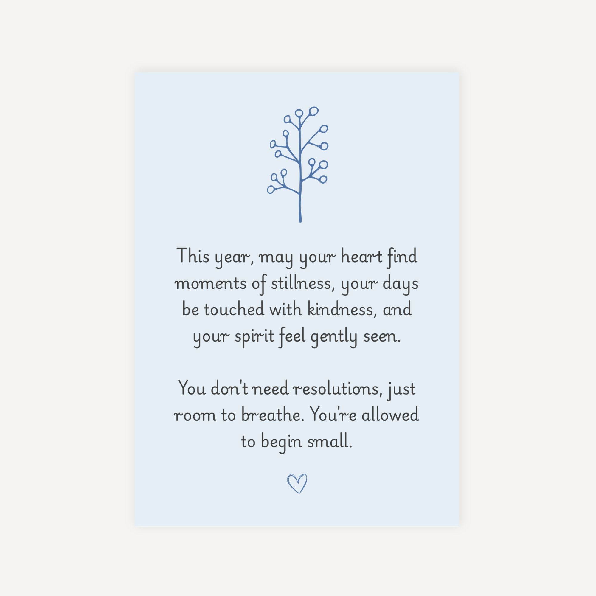 Motivational quote with a plant illustration on a light blue background