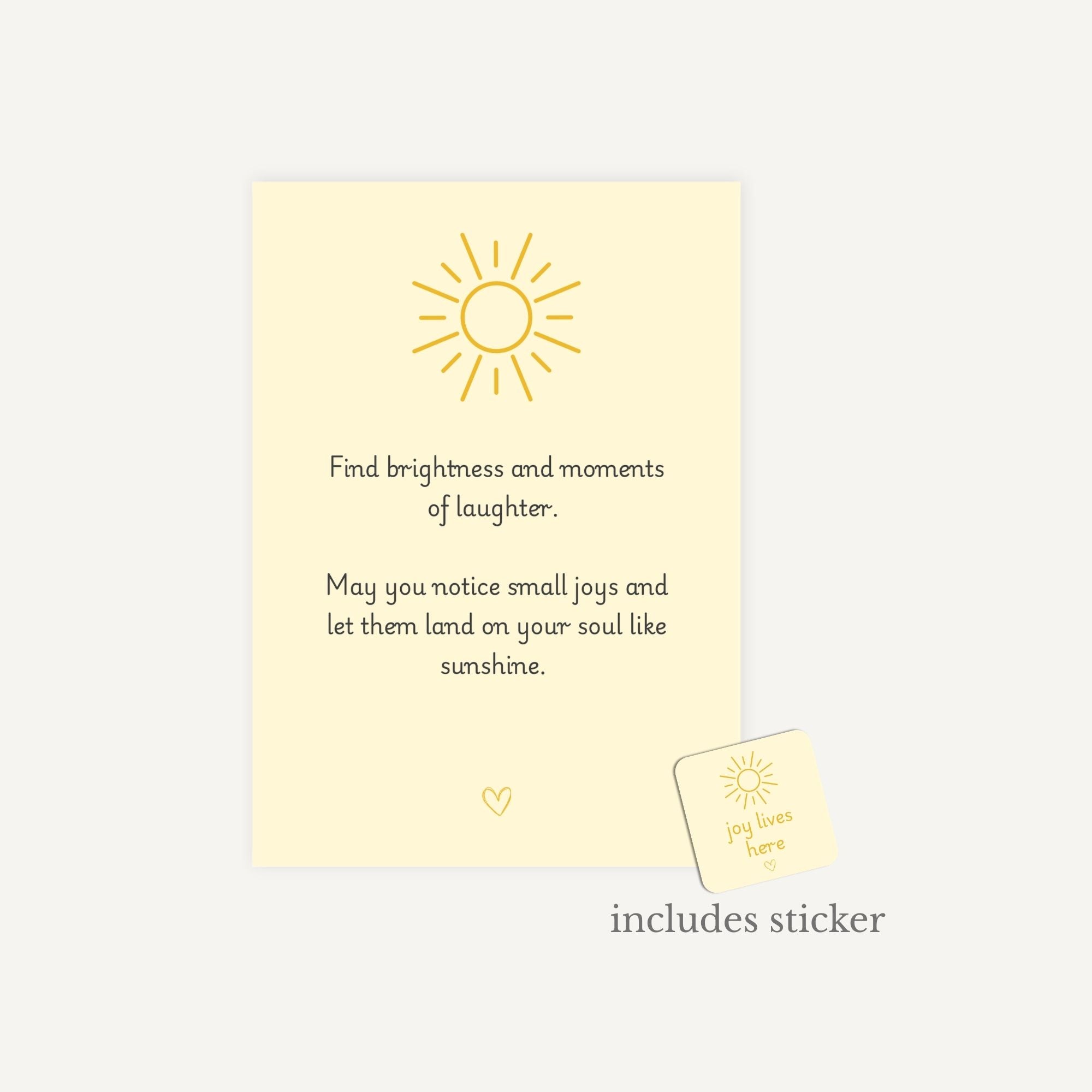 Motivational card with sun illustration and text on a light yellow background