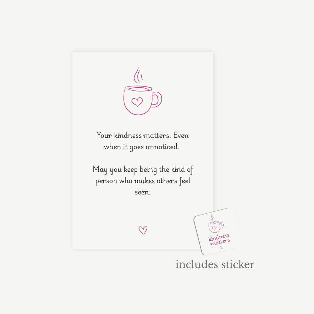 Motivational card with a coffee cup icon and text on a light gray background