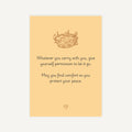 Yellow card with a nest illustration and inspirational quote on a white background