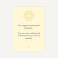 Motivational card with sun illustration and inspirational quote on a light yellow background