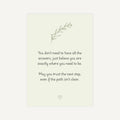 Motivational quote with a leaf illustration on a light background