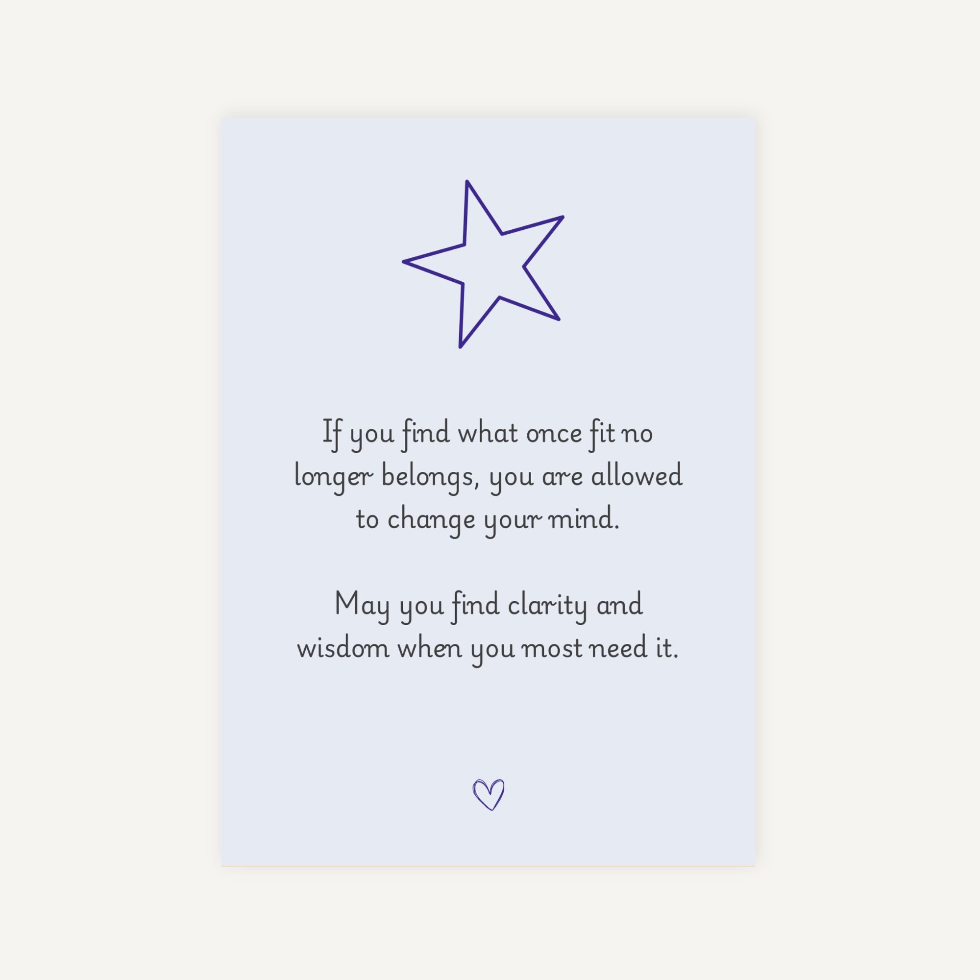 Motivational card with a star illustration and inspirational quote on a light blue background.