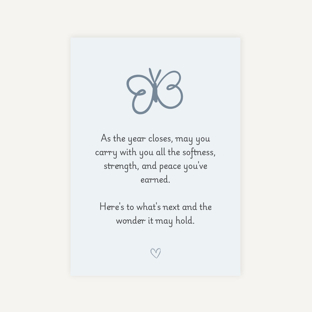 Motivational quote with a butterfly illustration on a light blue background