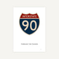 Interstate 90 sign on a white background