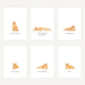 Set of cards with illustrated cats and humorous text on a white background