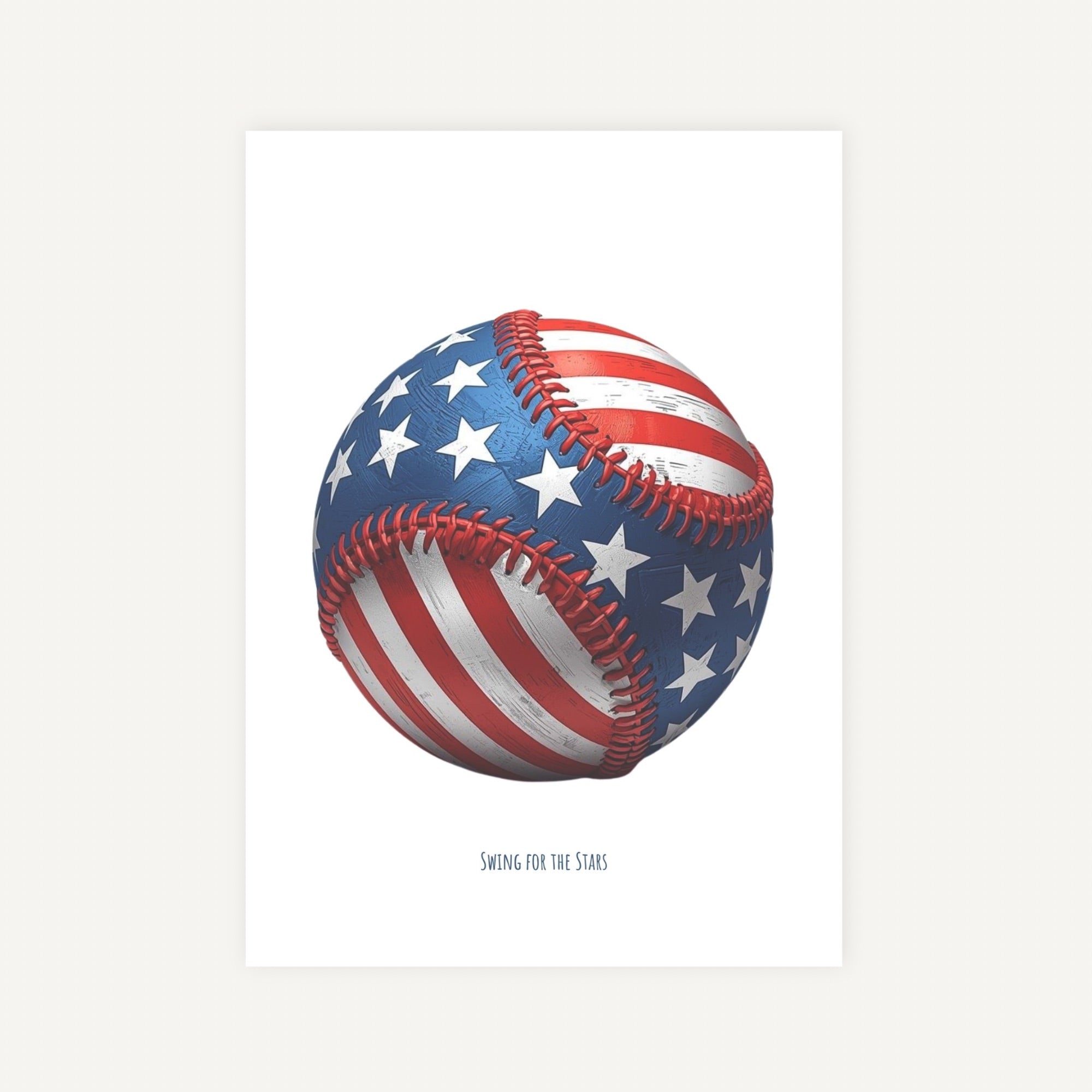 Baseball with American flag design on a white background