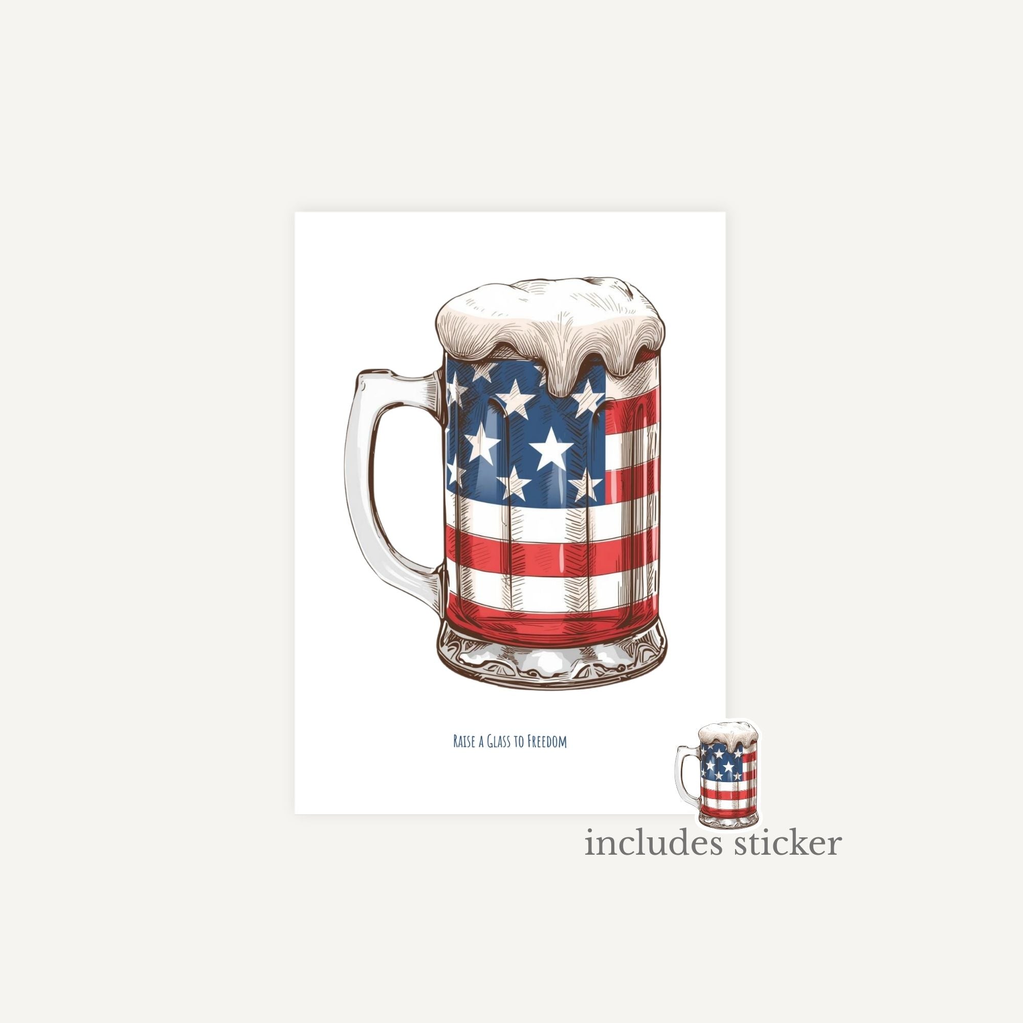 Illustration of a mug with an American flag design on a white background