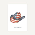 Cowboy hat with American flag design on a white background