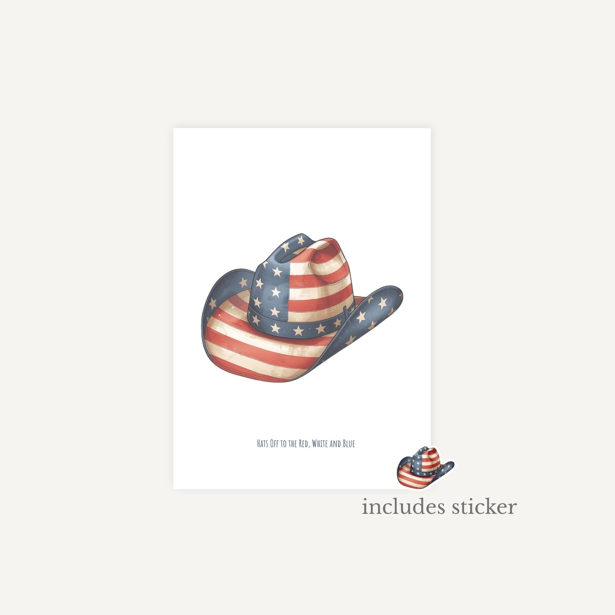 Illustration of a cowboy hat with American flag design on a white background