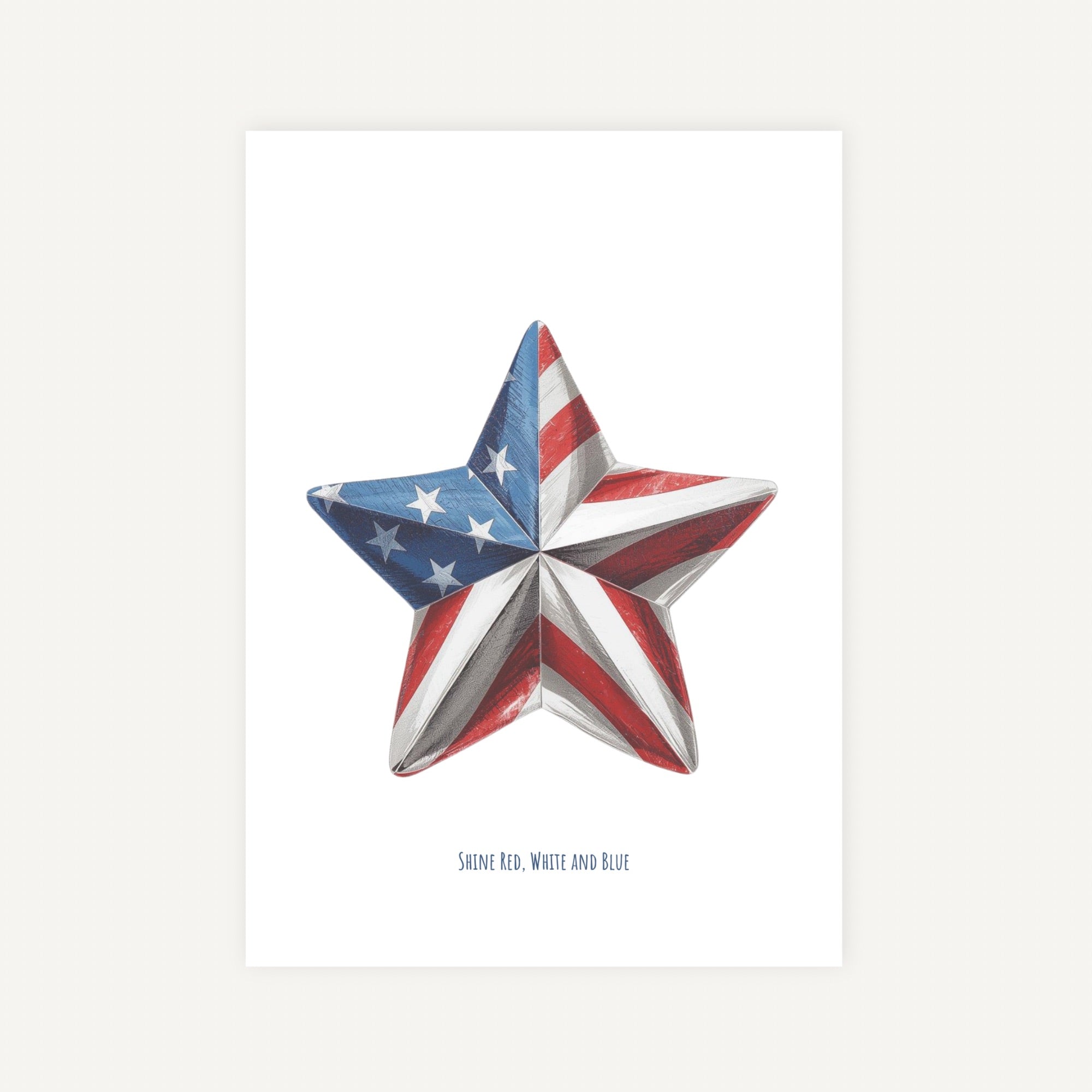 Decorative star with red, white, and blue colors on a white background