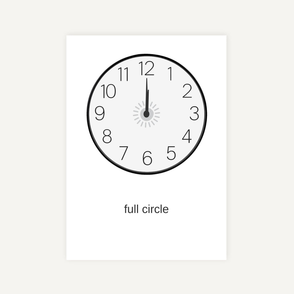 Clock face with hand on 12 oclock on a white background