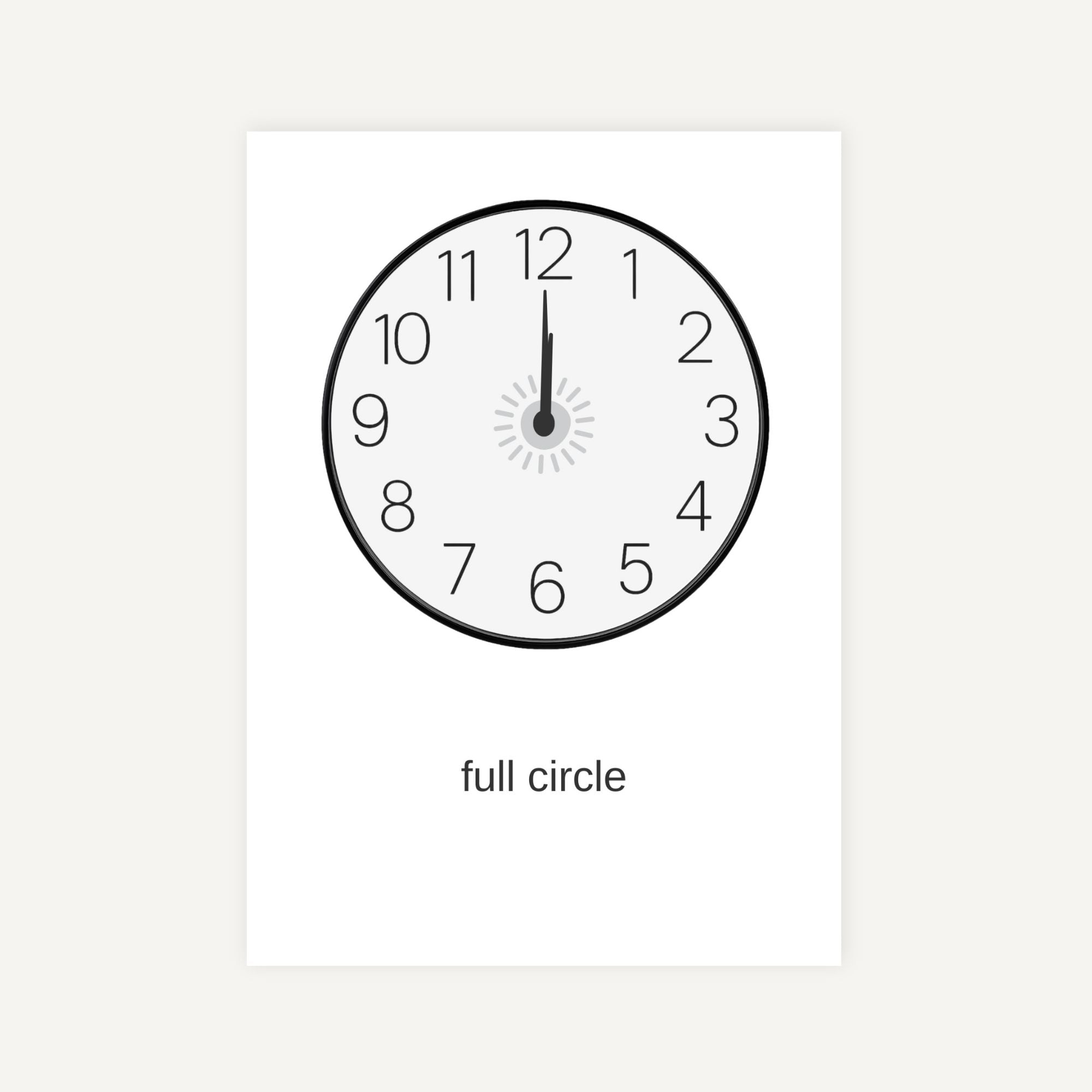 Clock face with hand on 12 oclock on a white background